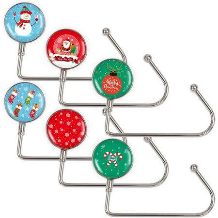6 Pieces Christmas Stocking Holder Christmas Pattern Metal Hook Hanger